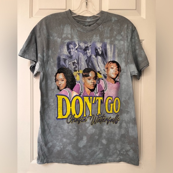 NWOT TLC Don’t Go Chasin’ Waterfalls 90s Graphic Tee M Grey Tie-Dye - Picture 2 of 8